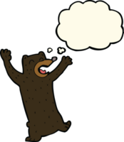 urso preto de desenho animado com balão de pensamento png