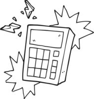 hand drawn black and white cartoon calculator png