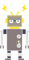 flat color retro cartoon of a malfunctioning robot png