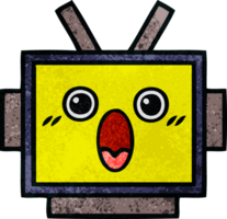 retro grunge texture cartoon of a robot head png