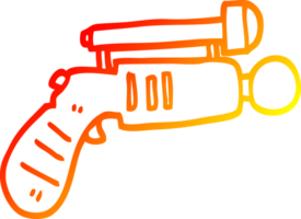 warm gradient line drawing of a cartoon ray gun png