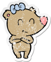 distressed sticker of a female bear cartoon png