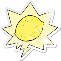 tecknad serie citron- med Tal bubbla bedrövad bedrövad gammal klistermärke png