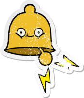 distressed sticker of a cute cartoon ringing bell png