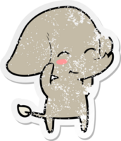 vinheta angustiada de um elefante fofo de desenho animado png