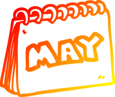 warm gradient line drawing of a cartoon calendar showing month of may png