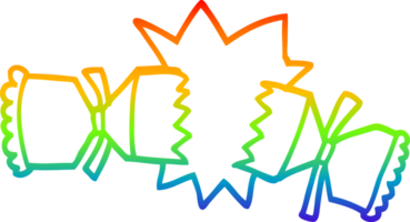 rainbow gradient line drawing of a cartoon cracking cracker png