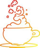 warm gradient line drawing of a hot cup of tea cartoon png