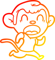 warm gradient line drawing of a shouting cartoon monkey running png