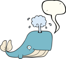 mano dibujado habla burbuja dibujos animados ballena escupir agua png