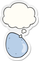 cartoon egg with thought bubble as a printed sticker png