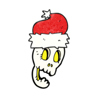 hand textured cartoon christmas hat on skull png