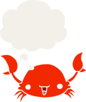 dessin animé Crabe avec pensée bulle dans rétro style png