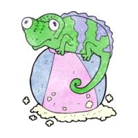 hand textured cartoon chameleon on ball png