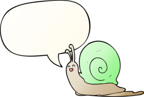 cartoon snail with speech bubble in smooth gradient style png