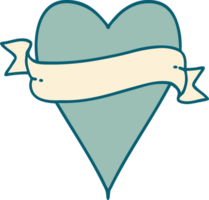 iconic tattoo style image of a heart and banner png