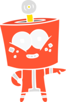 robô de desenho animado de estilo de cor plana feliz apontando png