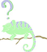 flat color illustration of curious chameleon png