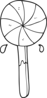 hand drawn black and white cartoon lollipop png