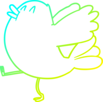 cold gradient line drawing of a cartoon flapping bird png