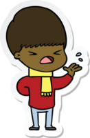 sticker of a cartoon stressed man png