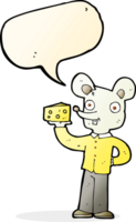 cartoon mouse holding cheese with speech bubble png