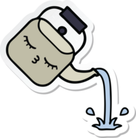 sticker of a cute cartoon pouring kettle png