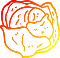 warm gradient line drawing of a cartoon organic lettuce png