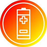 batterie circulaire icône avec chaud pente terminer png