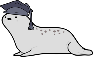 cute cartoon seal graduate png