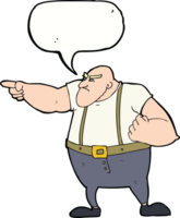 cartoon angry tough guy pointing with speech bubble png