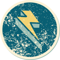 iconic distressed sticker tattoo style image of lighting bolt png