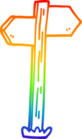 Regenbogen Gradient Linie Zeichnung von ein Karikatur gemalt Richtung Zeichen Beiträge png