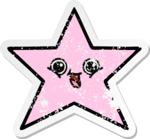 distressed sticker of a cute cartoon star fish png