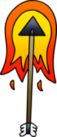 gradient shaded quirky cartoon burning arrow png