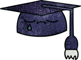 retro grunge texture cartoon of a graduation hat png