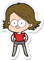 sticker of a happy cartoon girl png