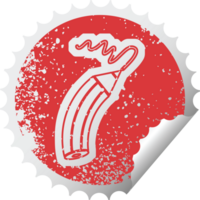 verontrust sticker icoon illustratie van een potlood tekening een lijn png