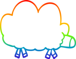 rainbow gradient line drawing of a cartoon sheep png