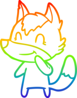 arco iris degradado línea dibujo de un simpático dibujos animados lobo png