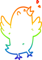 rainbow gradient line drawing of a cartoon bird singing png