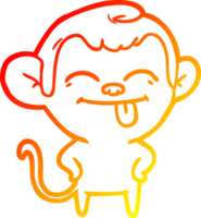 warm gradient line drawing of a funny cartoon monkey png