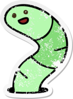 distressed sticker of a quirky hand drawn cartoon snake png