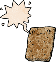 cartoon biscuit with speech bubble in retro texture style png