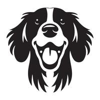 ilustración de un emocionado Inglés saltador spaniel perro cara en negro y blanco vector