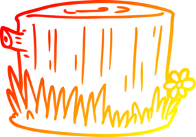 warm gradient line drawing of a cartoon tree stump png