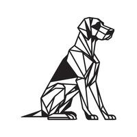 Polygonal Dog Outline - Geometric German Shorthaired Pointer Dog illustration in black and white vector