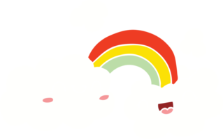 glückliche flache Farbkarikaturwolken und -regenbogen png