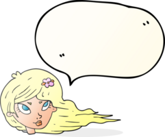 hand drawn speech bubble cartoon woman with blowing hair png