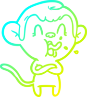 cold gradient line drawing of a crazy cartoon monkey png